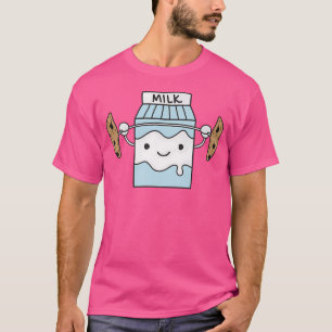 Camiseta Biscoitos Levantando Leite Comida Divertida Agacha