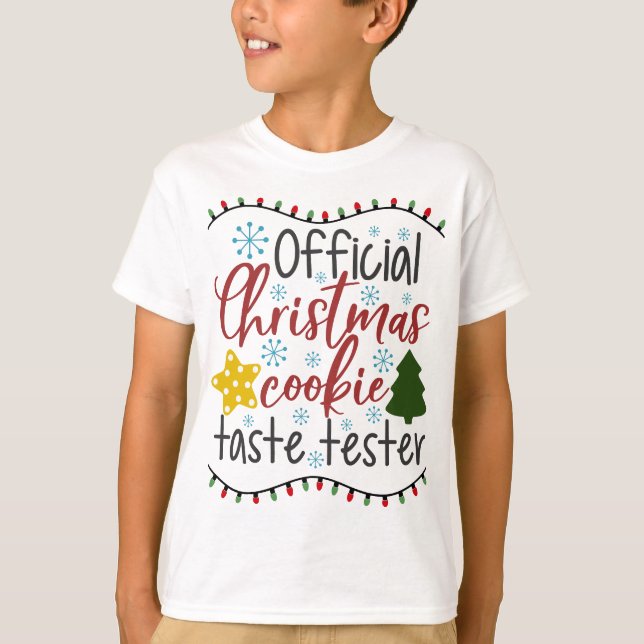 Camiseta Biscoitos Oficiais de Teste de Biscoito de Natal p (Frente)
