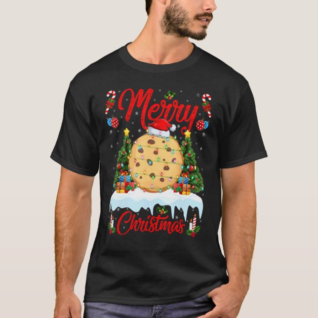 Camiseta Biscuit   Lights Xmas Tree Santa Biscuit Christmas (Frente)
