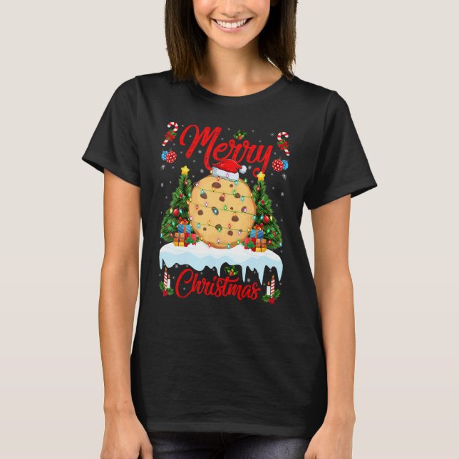 Camiseta Biscuit   Lights Xmas Tree Santa Biscuit Christmas (Frente)