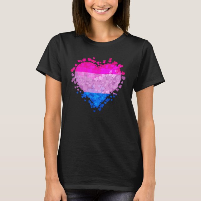 Camiseta Bisexual Bi Pride Flag Hearts Valentines Day (Frente)
