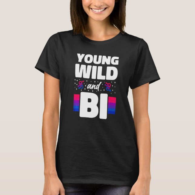 Camiseta Bisexual Bi Pride Flag Young Wild E Bi (Frente)