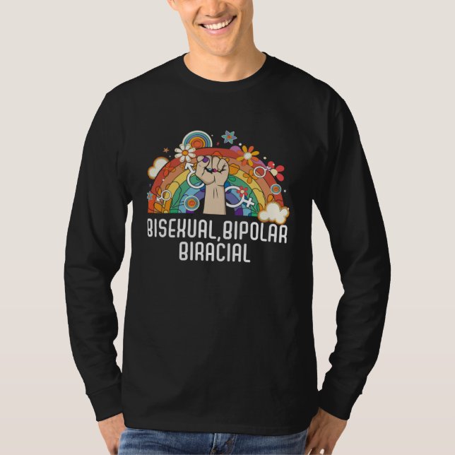 Camiseta Bisexual Bipolar Biracial Rainbow Pride Bisexualit (Frente)