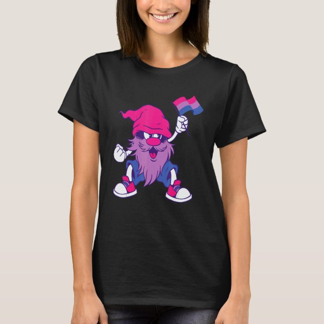 Camiseta Bisexual Flag Gnome Heart Bi LGBTQ Bisexual Pride  (Frente)