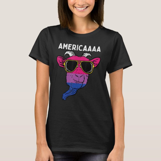 Camiseta Bisexual Goat America Fun Bi Pride Flag Lgbtq Men  (Frente)