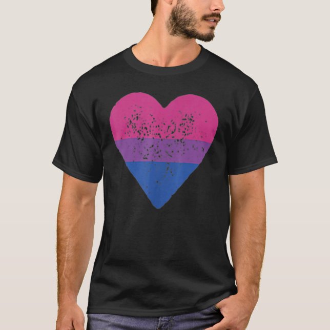 Camiseta Bisexual Heart Bisexuality Bi Love Flag LGBTQ Prid (Frente)