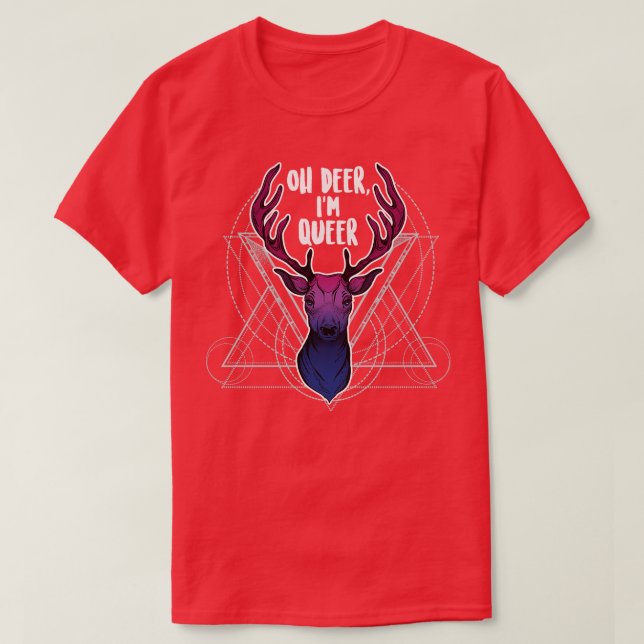 Camiseta Bisexual Oh Deer Im Queer (Frente do Design)