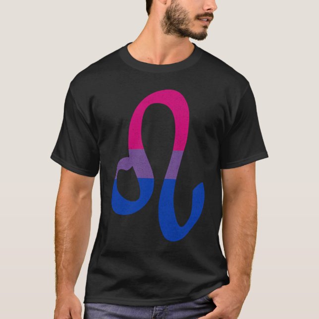 Camiseta Bisexual Pride Flag Leo Zodiac Sign (Frente)