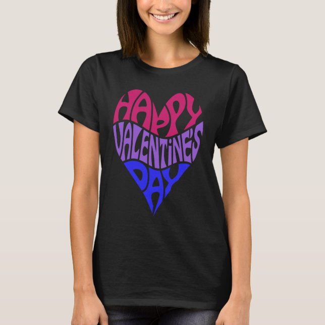 Camiseta Bisexual Valentine's Day Bi Pride LGBTQ LGBT Heart (Frente)