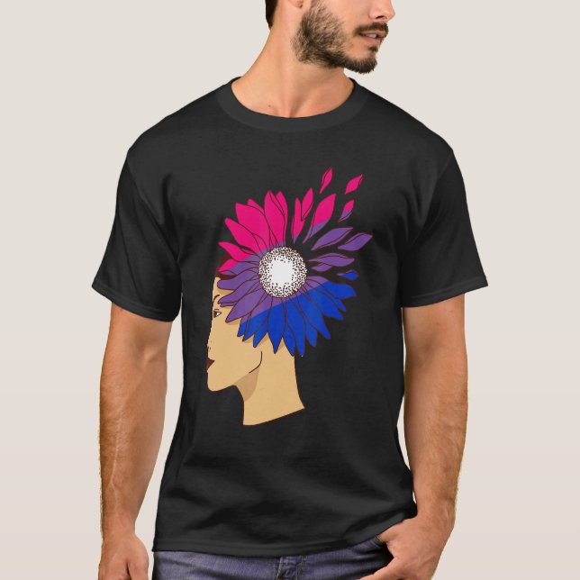 Camiseta Bisexuality Woman Sunflower Bisexual Flag Bi Pride (Frente)