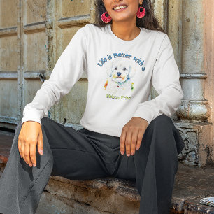 Camiseta Bishon Frise, mãe pai de cão personalizada