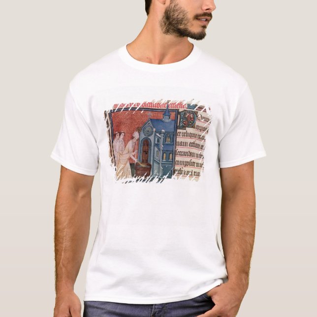 Camiseta Bishop Consecrating uma igreja (Frente)
