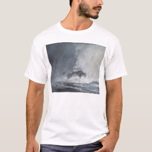 Camiseta Bismarck através das cortinas do sleet da chuva