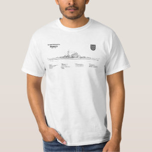 Camiseta Bismarck - Planos de Impressão Blueprint de Embarc