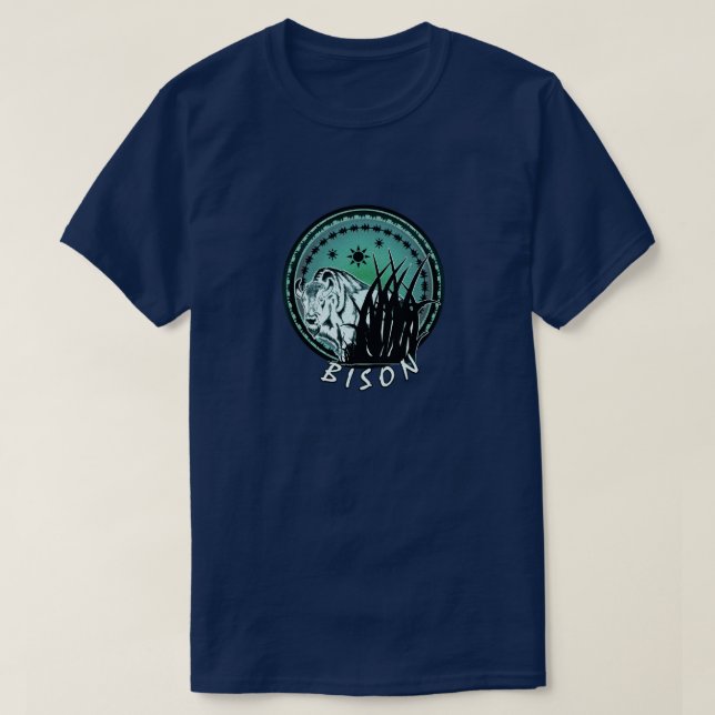Camiseta Bison - American Buffalo Aqua Blue (Frente do Design)
