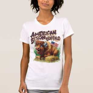 Camiseta Bison Buffalo Americano com Bandeira Americana