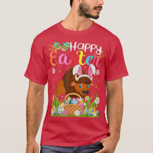 Camiseta Bison Bunny Egg Caçando Felz pascoa Engraçado Biso