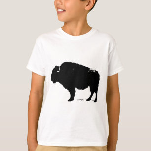 Camiseta Bison de Búfalo de Pop Preto e Branco
