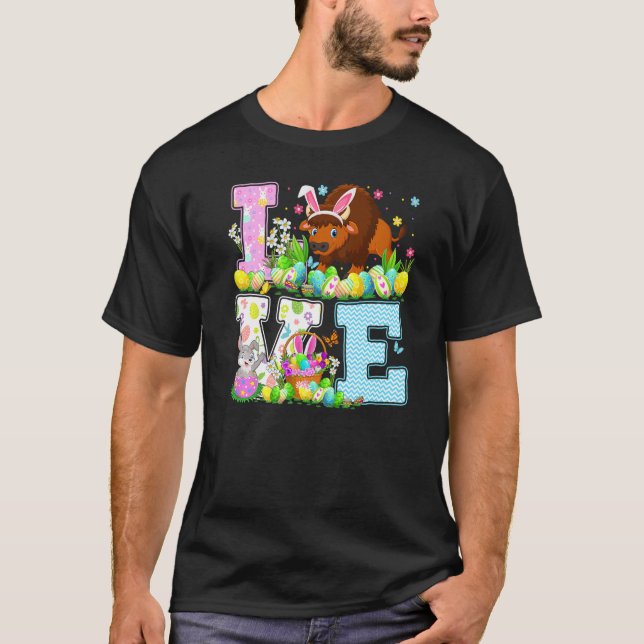 Camiseta Bison Easter Egg Hunt Funny Love Bison Páscoa Sund (Frente)