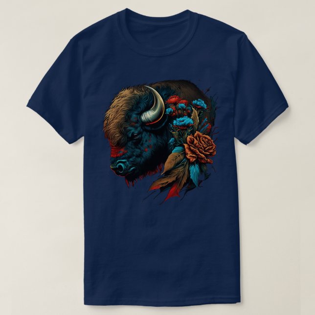 Camiseta Bison Floral Cute (Frente do Design)