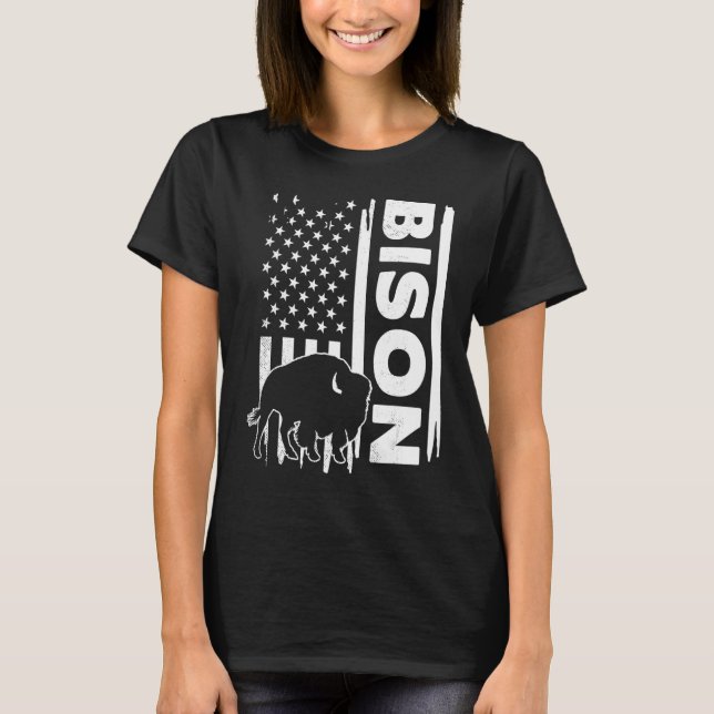 Camiseta Bison hunting US flag graphic concept (Frente)
