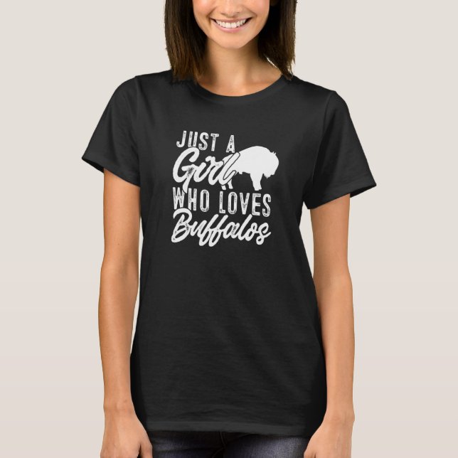 Camiseta Bison Kids Just A Girl Who Loves Buffalos  1 (Frente)