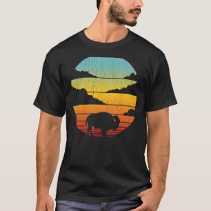 Camiseta Bison Retro Vintage 60s 70s Sunset Buffalo Mammal