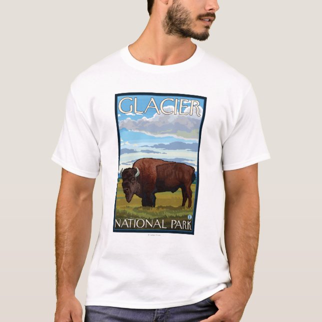 Camiseta Bison Scene - Glacier National Park, MT (Frente)
