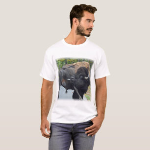 Camiseta Bisonte engraçado de Bull que lambe seus
