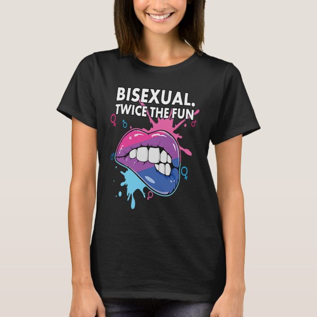 Camiseta Bissexual Duas Vezes O Divertido Orgulho Arco-Íris (Frente)