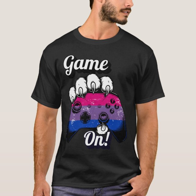 Camiseta Bissexual Orgulho Jogo Ligado Controle Pa (Frente)