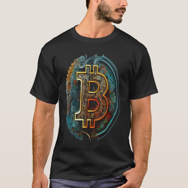 Camiseta Bitcoin Art Graphic  Cute BTC Crypto Hodl Blockcha (Frente)