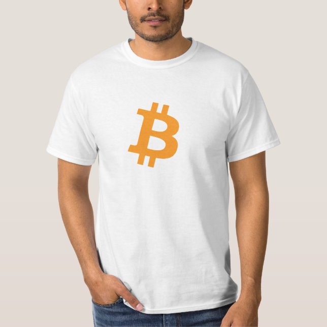 Camiseta Bitcoin B alaranjado (camisa do LQ) (Frente)