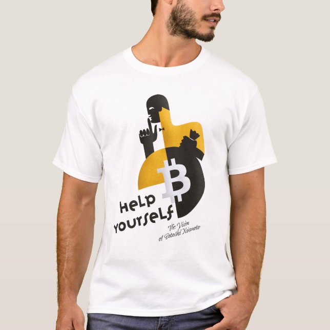 Camiseta Bitcoin Blockchain help yourself Shirt yellow (Frente)