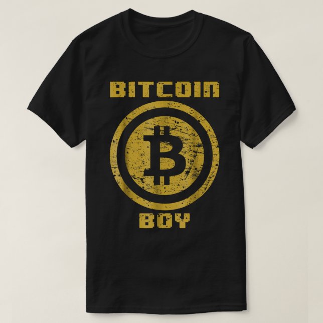 Camiseta Bitcoin Boy Crypto Grunge Design (Frente do Design)