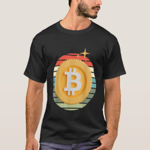 Camiseta Bitcoin BTC Cripto Moeda Criptográfica Retro Pôr d
