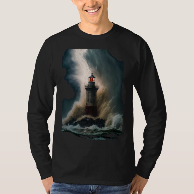 Camiseta Bitcoin BTC Lighthouse Nautical Hard Money Ocean L (Frente)