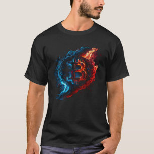 Camiseta Bitcoin Chamas Azuis Btc Moeda Cripto Vintage Crip