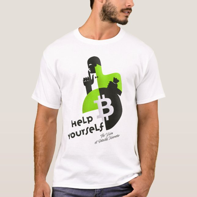 Camiseta Bitcoin Crypto Currency help yourself green Design (Frente)