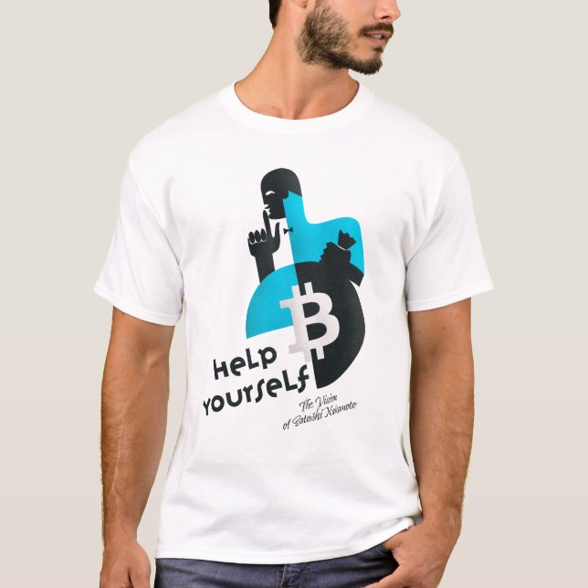 Camiseta Bitcoin Crypto help yourself Shirt Design (Frente)