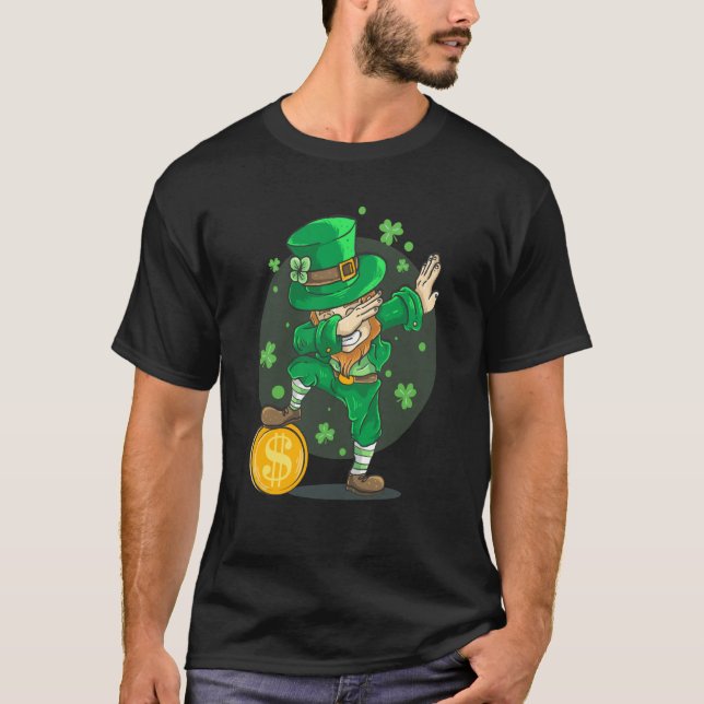CAMISETA BITCOIN DABBING LEPRECHAUN BITCOIN ST PATRICK'S DA (Frente)