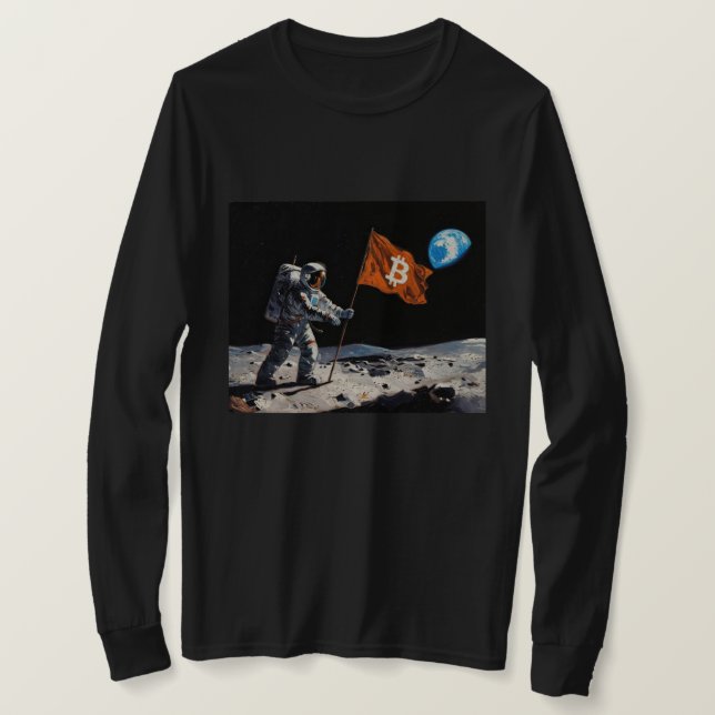 Camiseta "Bitcoin Lua" Pintura a Óleo #1 (Frente do Design)