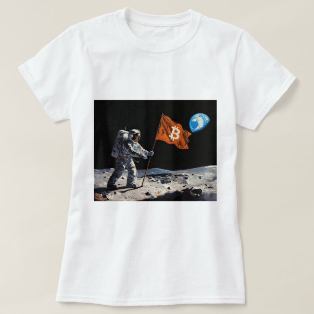 Camiseta "Bitcoin Lua" Pintura a Óleo #1 (Frente do Design)