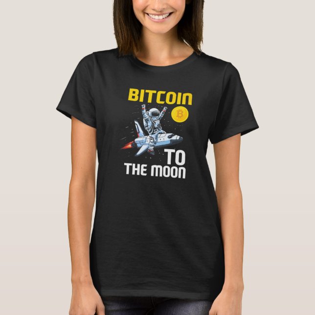 Camiseta Bitcoin Moon Astronaut BTC Cyrpto Cryptocurrency (Frente)