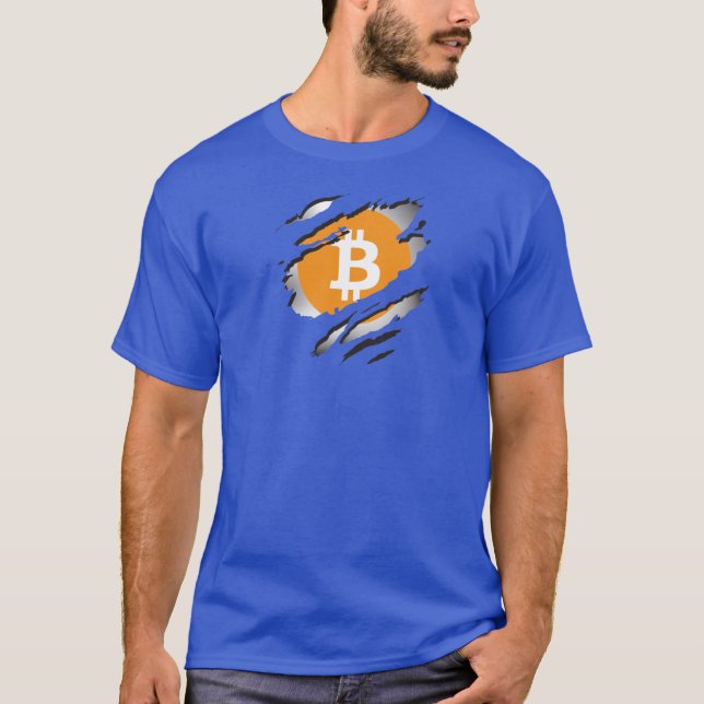 Camiseta Bitcoin Torn Image w/ Logo Reveal Underneath - (Frente)