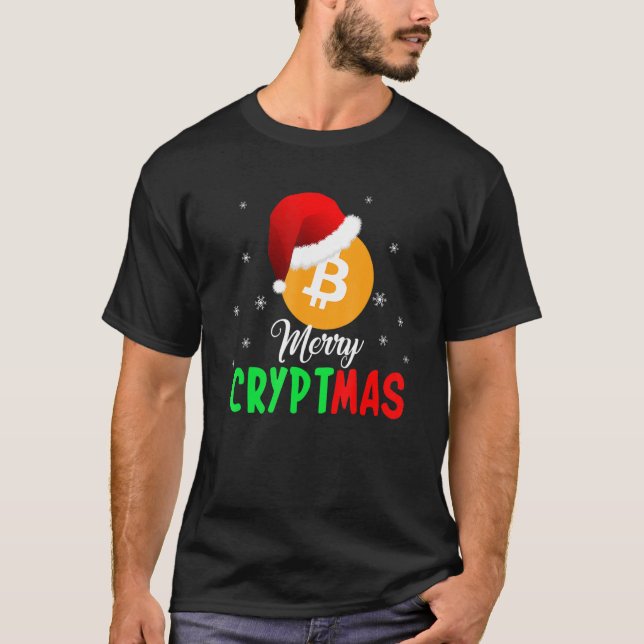 Camiseta Bitcoint Blockchain Santa Hat Natal Pajama Xma (Frente)