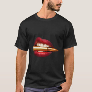 Camiseta Bite O Pop De Arma De Lábios De Bala