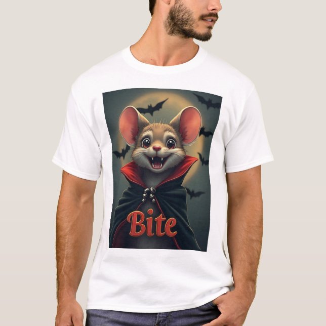 Camiseta Bite – Vampire Mouse TinyFur Halloween Tee (Frente)