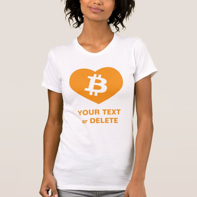 Camiseta Bitmoney B em Orange Heart Slim Ajustado feminino (Frente)