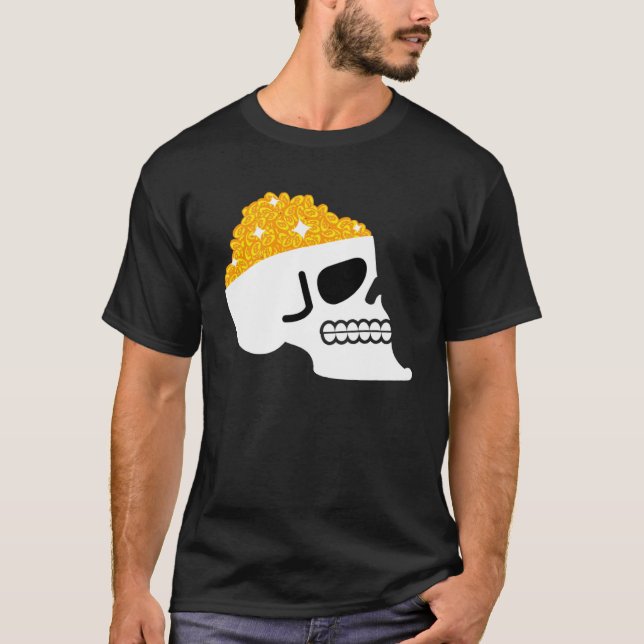 Camiseta Bitmoney Crypto Moins Cérebro Cérebro Skeleton Hal (Frente)